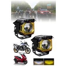 Motosiklet Çakarlı Led Lazer Sis Farı Kiti 4+2  Modlu Beyaz Sarı Kırmızı Mavi Sis Farı 1 Adet