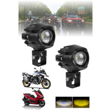 Motosiklet Led Lazer Sis Farı 2 ADET Delici Modifiye Beyaz Sarı Çift Renk 12-80 Volt