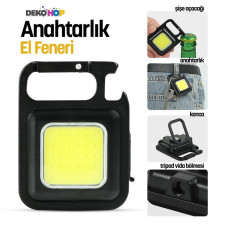 El Feneri Usb'li Şarj Edilebilir Led Anahtarlık El Feneri Şişe Açacağı Mıknatıslı Kamp Feneri