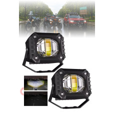 Motosiklet Scooter Led Sis Farı Set Delici Işık Beyaz Sarı Metal Kasa 2 ADET