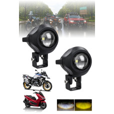 Motosiklet Sis Farı Spot Led Beyaz Sarı Renk Metal Kasa 2 ADET Takım Motosiklet Ekipman Lamba