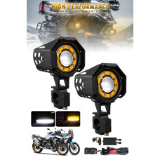 LED DRL Motosiklet Sis Farı Çakarlı Off Road 4 Mod Delici Yüksek Performans Metal Far Seti