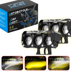 Motosiklet Scooter Sis Farı 3 Mod Beyaz Sarı Metal Kasa 12V/24V Led Işık