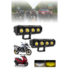 Motosiklet Scooter Sis Farı 3 Mod Delici Işık Beyaz Sarı Metal Kasa 12V/24V Led Işık 2 ADET