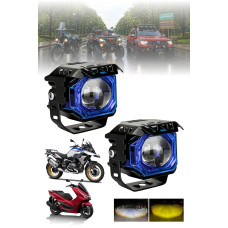 Motosiklet Çakarlı Led Lazer Sis Farı Kiti 4+2  Modlu Beyaz Sarı Kırmızı Mavi Sis Farı 1 Adet