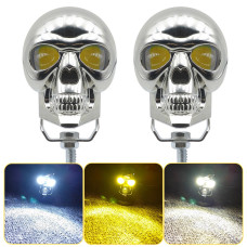 LED Motosiklet Aydınlatma Sis Lambası Skull Tasarımlı 3 Modlu 12V-24V Yüksek Performanslı Far 2 Adet