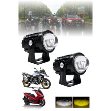 Motosiklet Sis Farı 2 ADET Delici Yüksek Parlak Beyaz Sarı Çift Renk Spot Led Far