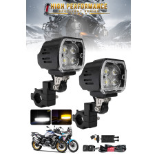 LED DRL Motosiklet Sis Farı Çakarlı Off Road 4 Mod Delici Yüksek Performans Metal Far Seti