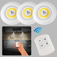 Kumandalı Led Spot Lamba Pilli Kablosuz Yapışkan Montaj 3 lü Set Led Işık