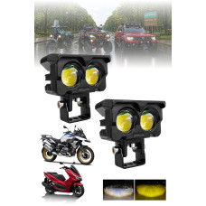 Motosiklet Led Sis Farı 2 ADET SET Metal Kasa Baykuş Model Delici Beyaz Sarı Çift Renk