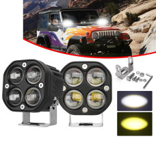 Off Road 3 inç Çift Renk Beyaz Sarı Kare Spot Çalışma Ve Sis Lambası 2 ADET